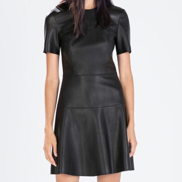 CATHERINE MALANDRINO midi black Faux Leather Dress - Picture 1 of 9